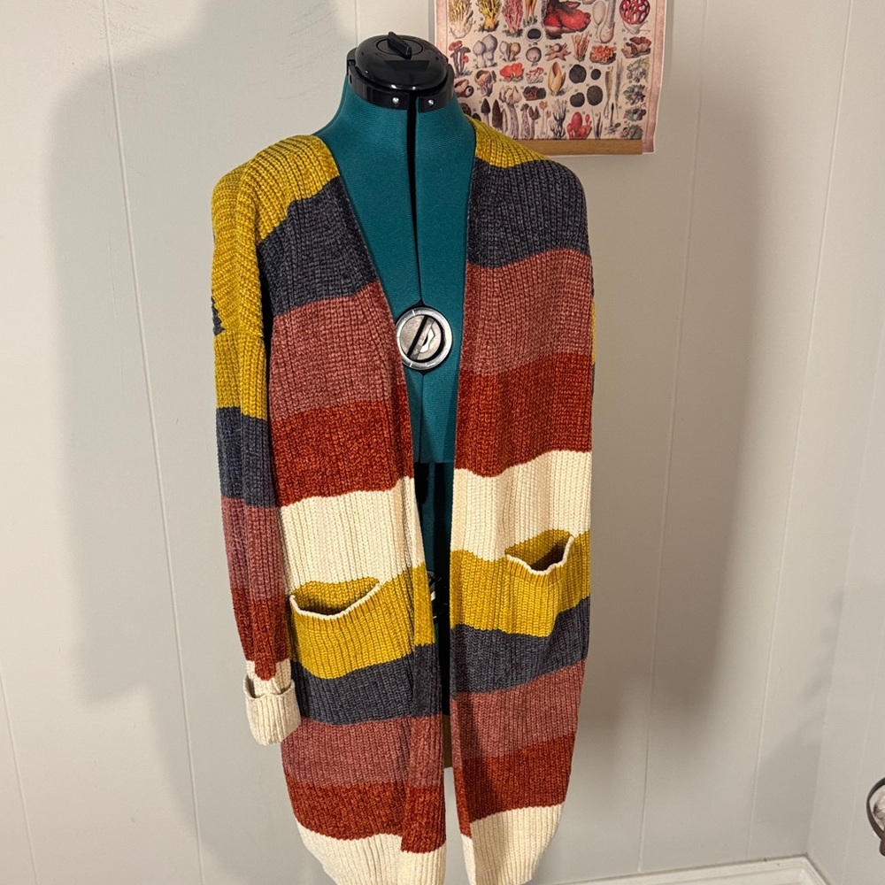 KEREN hart Colorblock Open-Front Chenille Cardigan